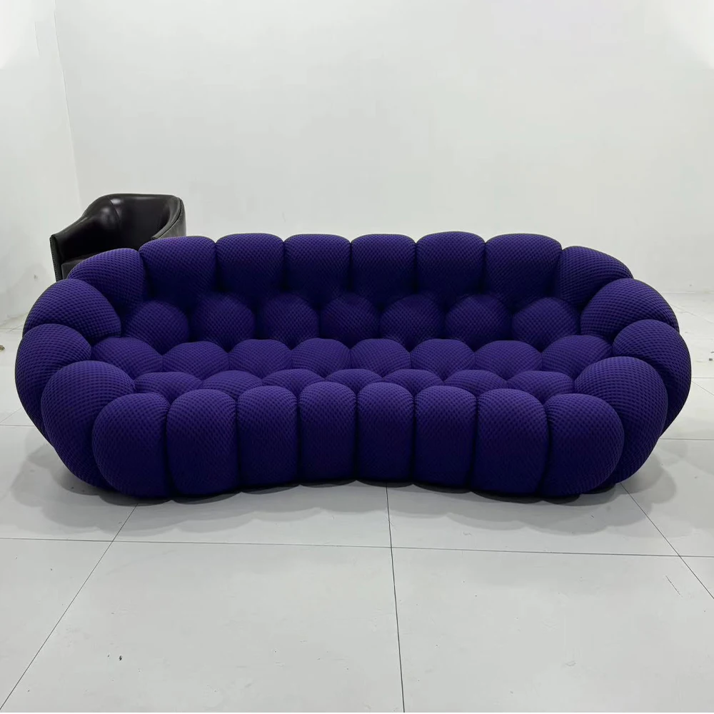 MANBAS Cloud Curved Sofa Stylish Fabric Designer Couch Fluffy Cloth Sofa Sets Modular Football Sofa for Living Room Furniture