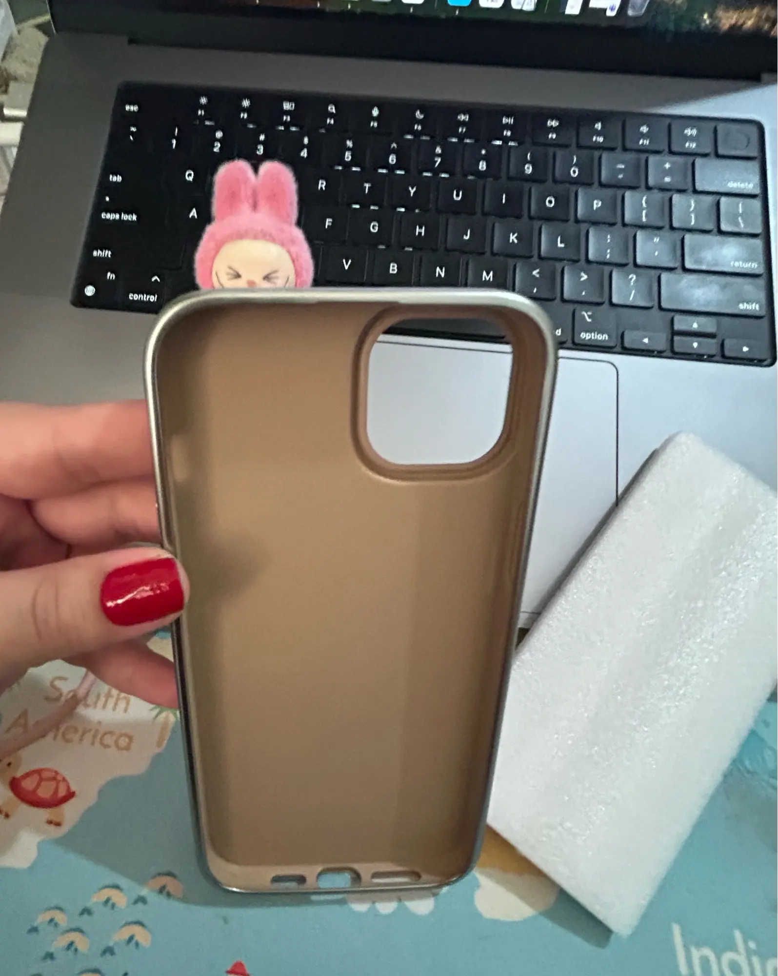 Silicone Suede Labubu Phone Case For Iphone 11 12 13 14 15 16pro Max Plus 16pro 15pro Diy Soft Brown Cover Coque Fall Prevention photo review