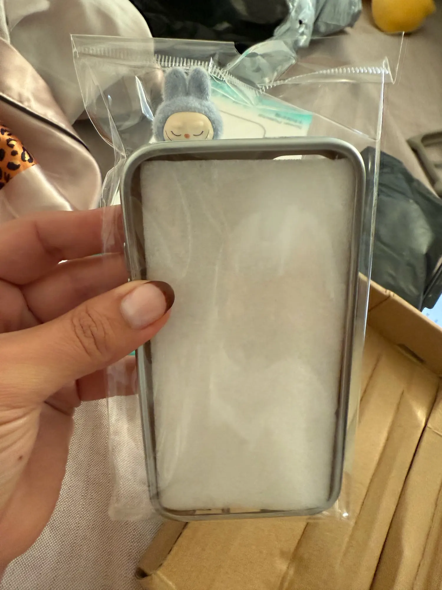 Silicone Suede Labubu Phone Case For Iphone 11 12 13 14 15 16pro Max Plus 16pro 15pro Diy Soft Brown Cover Coque Fall Prevention photo review