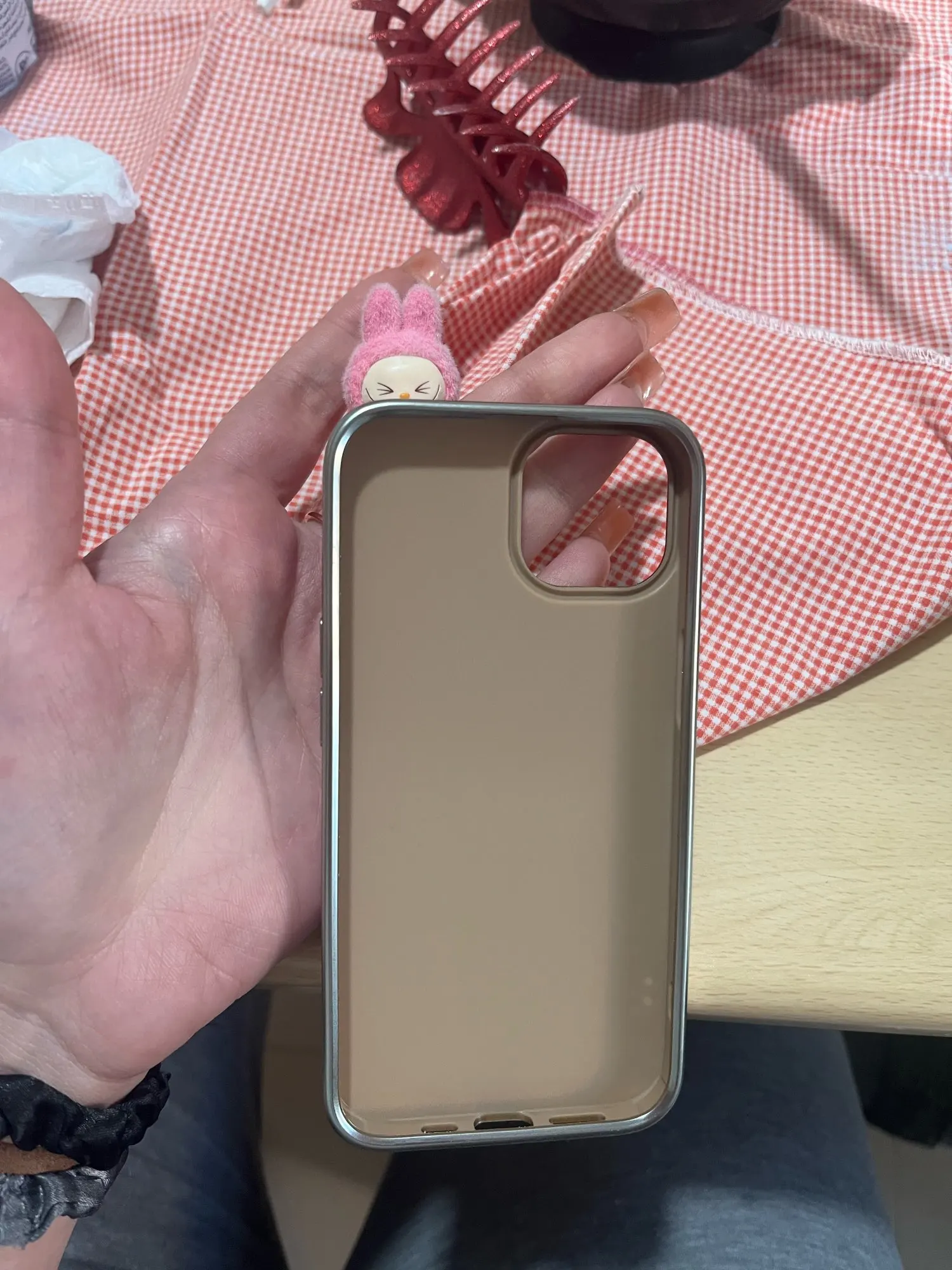 Silicone Suede Labubu Phone Case For Iphone 11 12 13 14 15 16pro Max Plus 16pro 15pro Diy Soft Brown Cover Coque Fall Prevention photo review