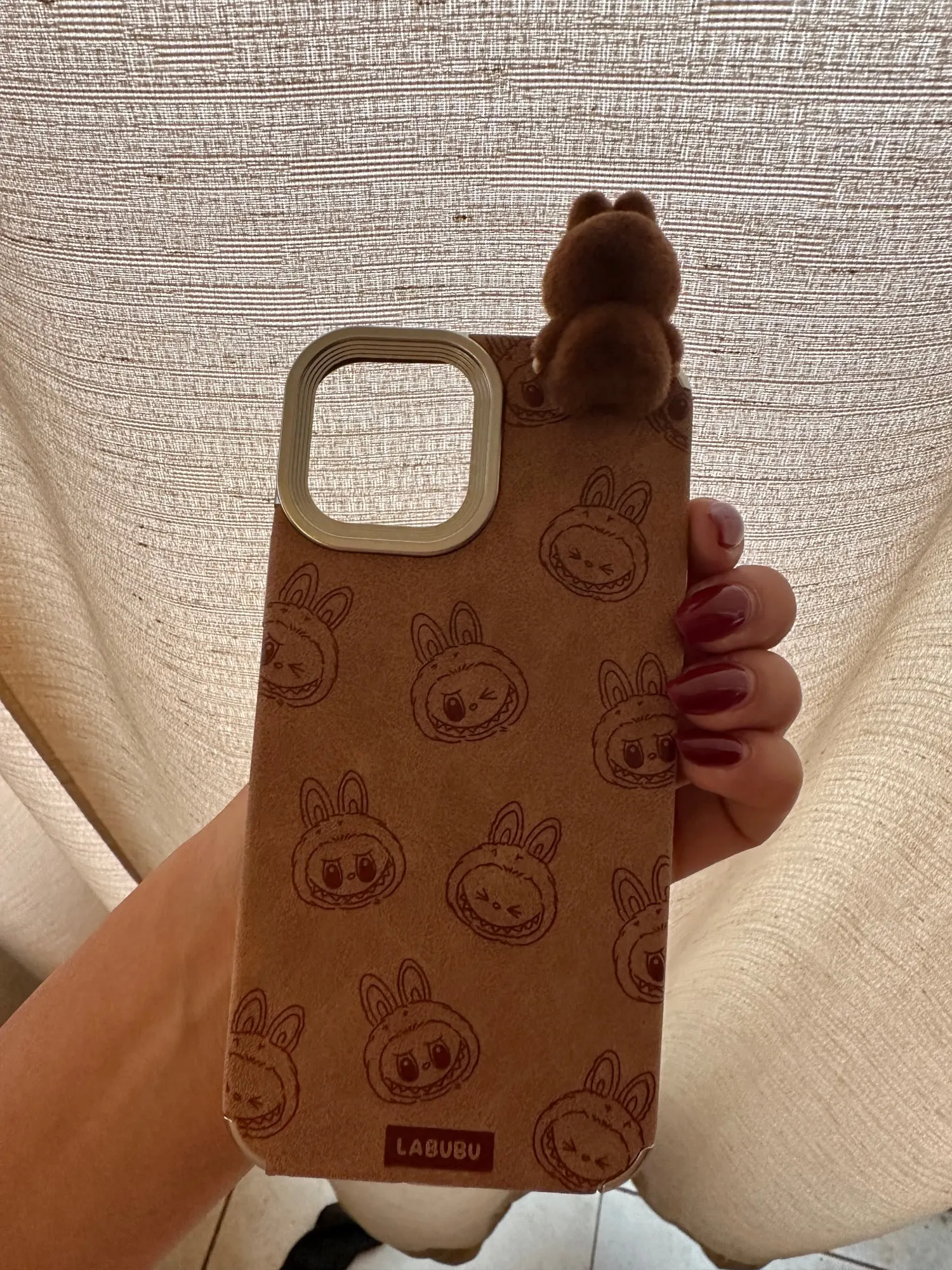 Silicone Suede Labubu Phone Case For Iphone 11 12 13 14 15 16pro Max Plus 16pro 15pro Diy Soft Brown Cover Coque Fall Prevention photo review