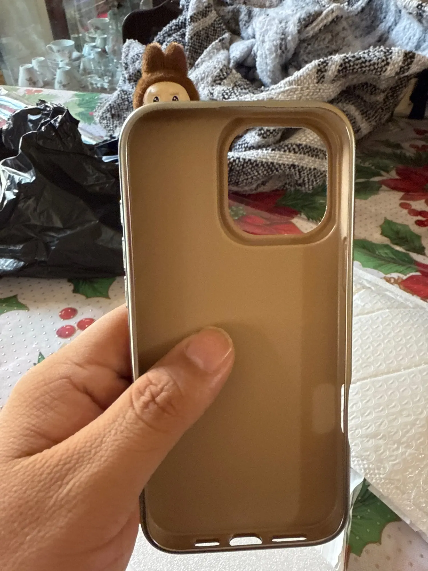 Silicone Suede Labubu Phone Case For Iphone 11 12 13 14 15 16pro Max Plus 16pro 15pro Diy Soft Brown Cover Coque Fall Prevention photo review
