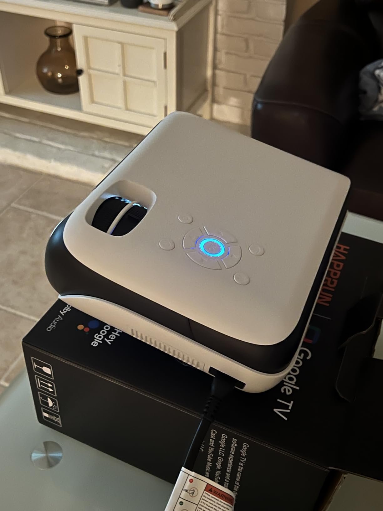 Official Licensed Google TV Smart Projector. HAPPRUN 4K UHD Home Theater with Dolby Sound. Wi-Fi & Bluetooth. Built-in Streaming Apps. Compatible with Games Consoles & Smartphone. Indoor & Outdoor Use photo review