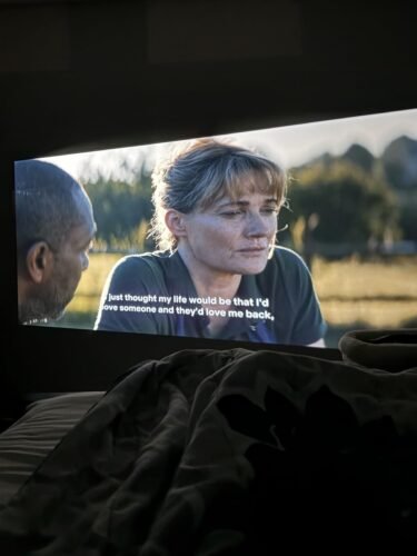 Official Licensed Google TV Smart Projector. HAPPRUN 4K UHD Home Theater with Dolby Sound. Wi-Fi & Bluetooth. Built-in Streaming Apps. Compatible with Games Consoles & Smartphone. Indoor & Outdoor Use photo review