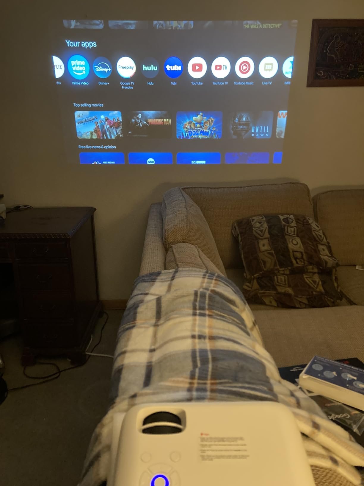 Official Licensed Google TV Smart Projector. HAPPRUN 4K UHD Home Theater with Dolby Sound. Wi-Fi & Bluetooth. Built-in Streaming Apps. Compatible with Games Consoles & Smartphone. Indoor & Outdoor Use photo review